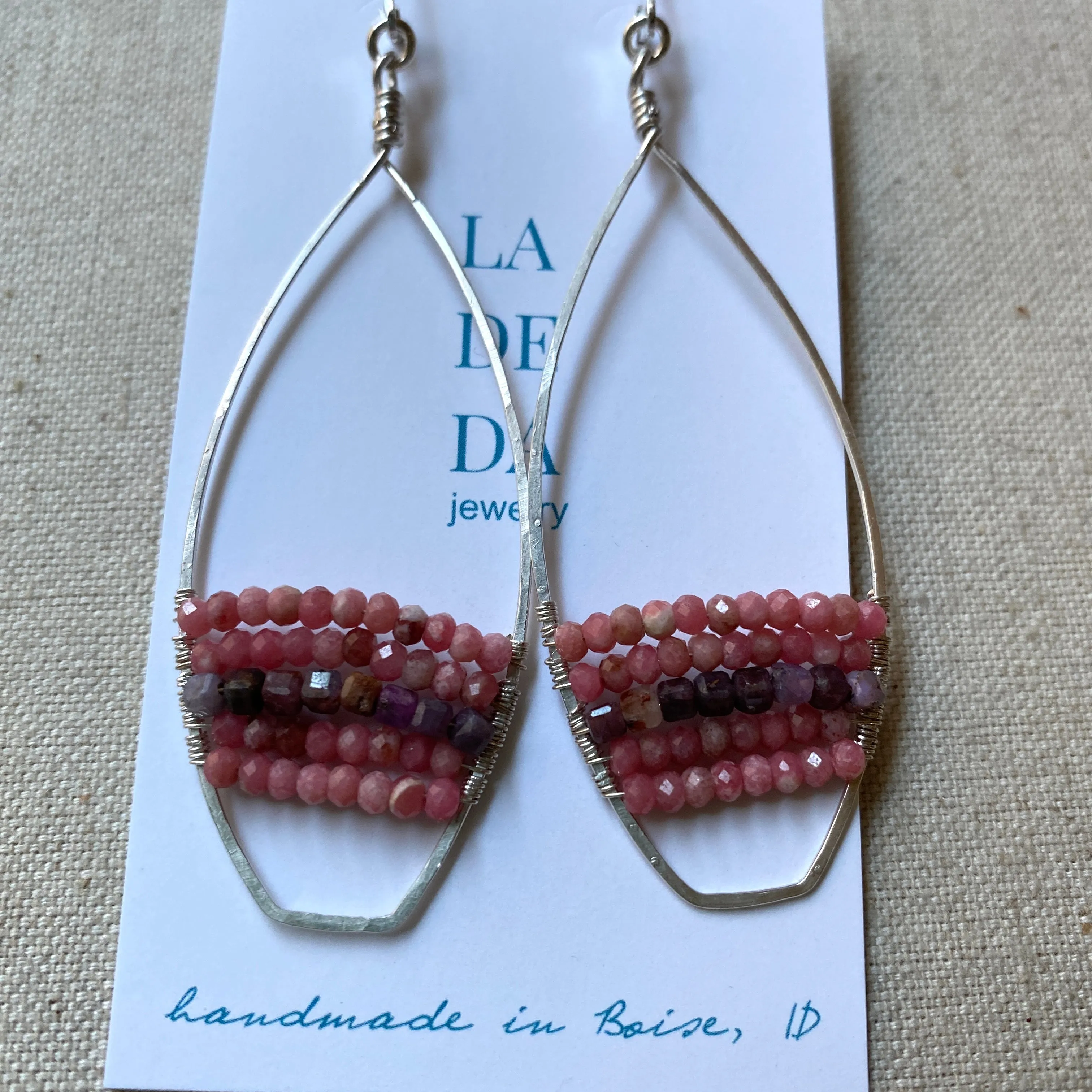 Rows of Pink Earrings