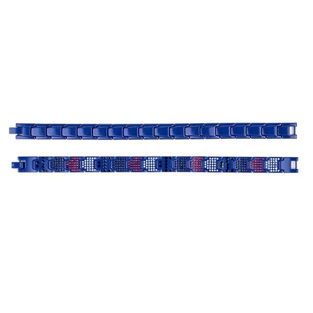 Royal Blue IP Stainless-Steel Link Therapy Magnetic Bracelet