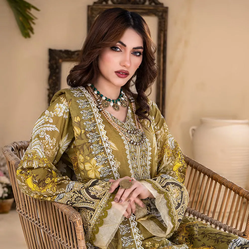 Ruby Lawn Printed Embroidered Unstitched 3Pcs Suit - 6