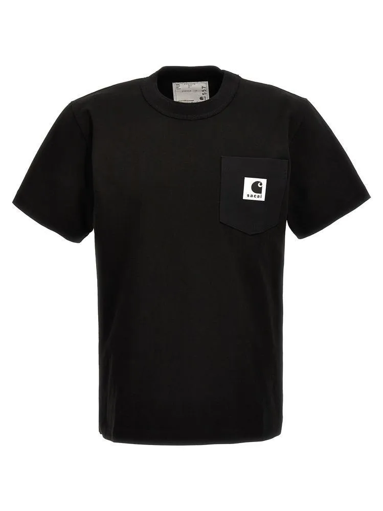 sacai  |Crew Neck Plain Cotton Short Sleeves Logo Designers