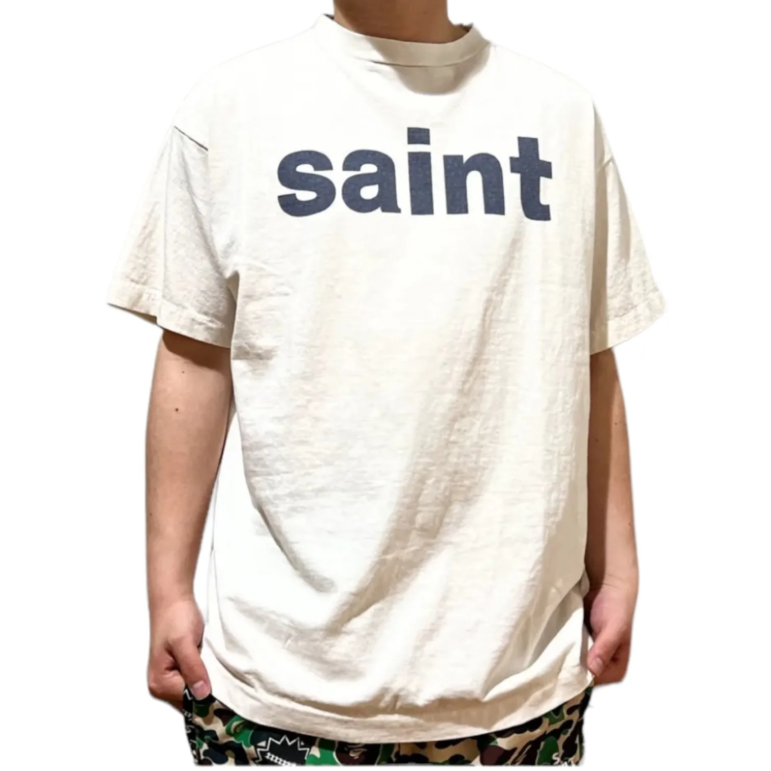 Saint Mxxxxxx  |Unisex Street Style U-Neck Plain Cotton Short Sleeves Logo