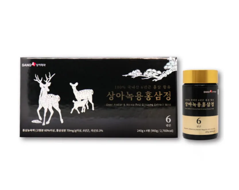 SANGA Deer Antler Korean Red Ginseng Extracts Mild 4 Bottles 6 year Health Supplements Immunity Fatigue Improvement Memory Gifts