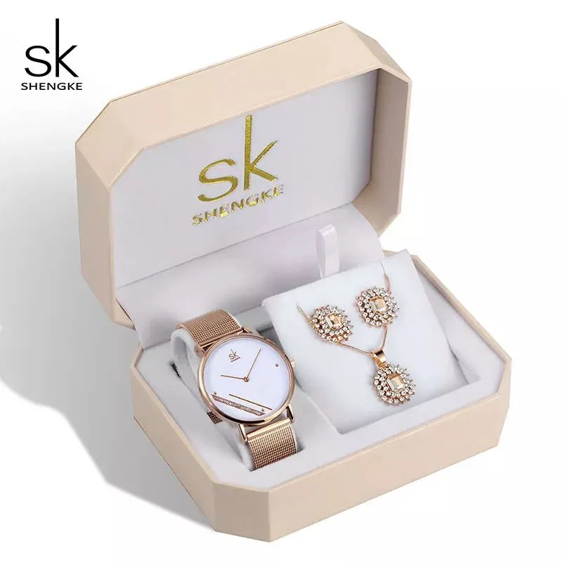 Sk Jewelry Lady Set. (Watch, Necklace & Earrings)