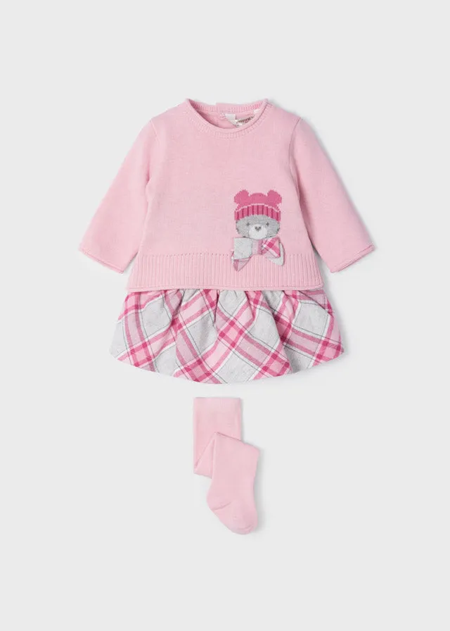 Skirt jumper w/ tight set for newborn girl - Pink