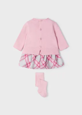 Skirt jumper w/ tight set for newborn girl - Pink