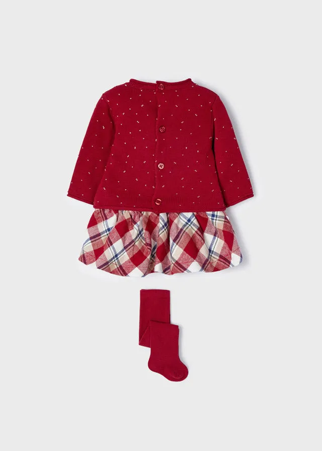 Skirt jumper w/ tight set for newborn girl - Red