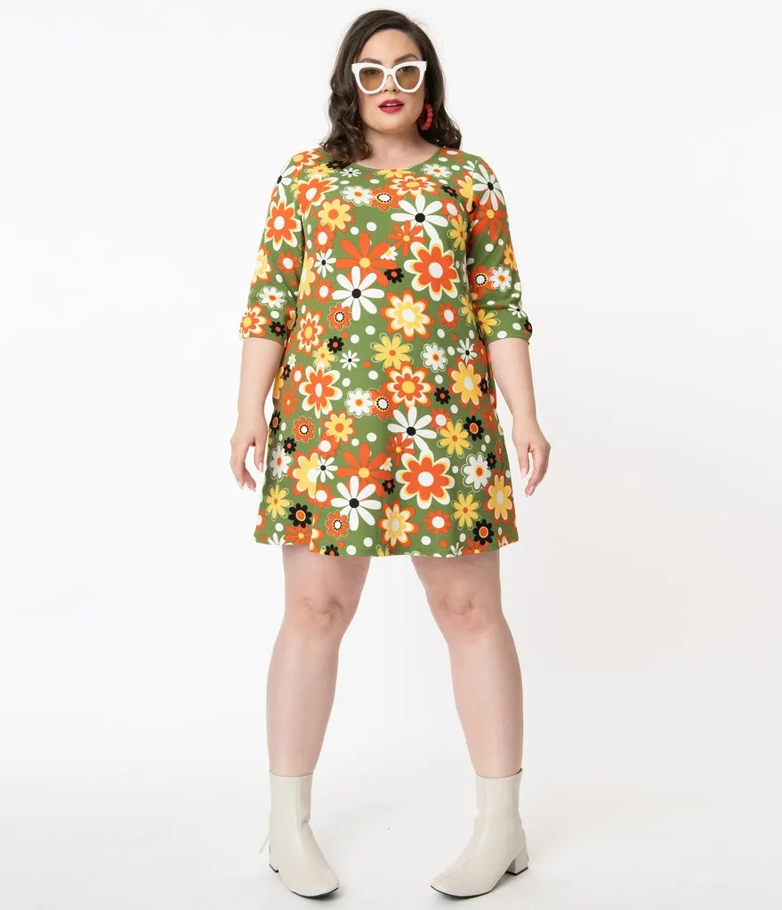 Smak Parlour Retro Geo Floral Print Cosmic Shift Dress (XS, S and M ONLY)