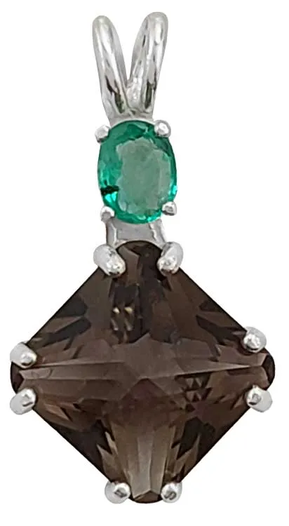 Smokey Quartz Mini Magician Stone? with Oval Cut Emerald