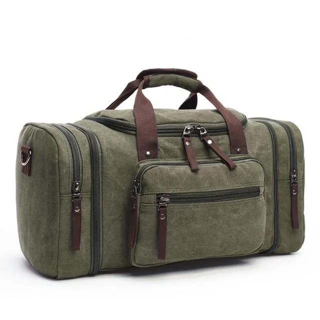 Soft Canvas Travel Tote Duffel Weekend Bags for Men with Zipper