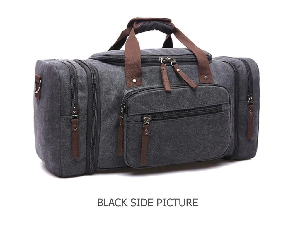 Soft Canvas Travel Tote Duffel Weekend Bags for Men with Zipper