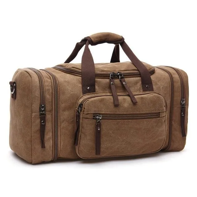 Soft Canvas Travel Tote Duffel Weekend Bags for Men with Zipper