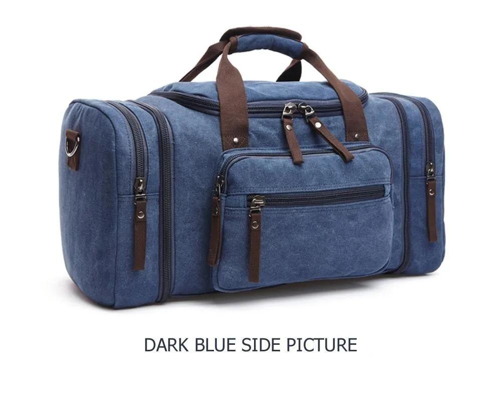 Soft Canvas Travel Tote Duffel Weekend Bags for Men with Zipper