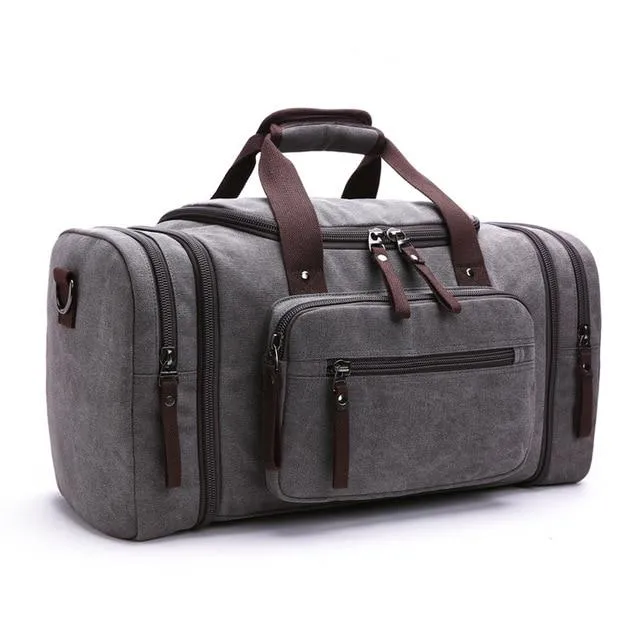 Soft Canvas Travel Tote Duffel Weekend Bags for Men with Zipper