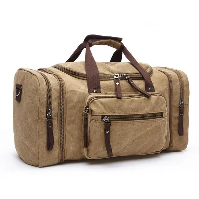 Soft Canvas Travel Tote Duffel Weekend Bags for Men with Zipper