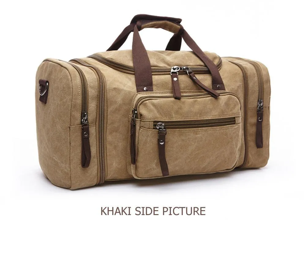 Soft Canvas Travel Tote Duffel Weekend Bags for Men with Zipper