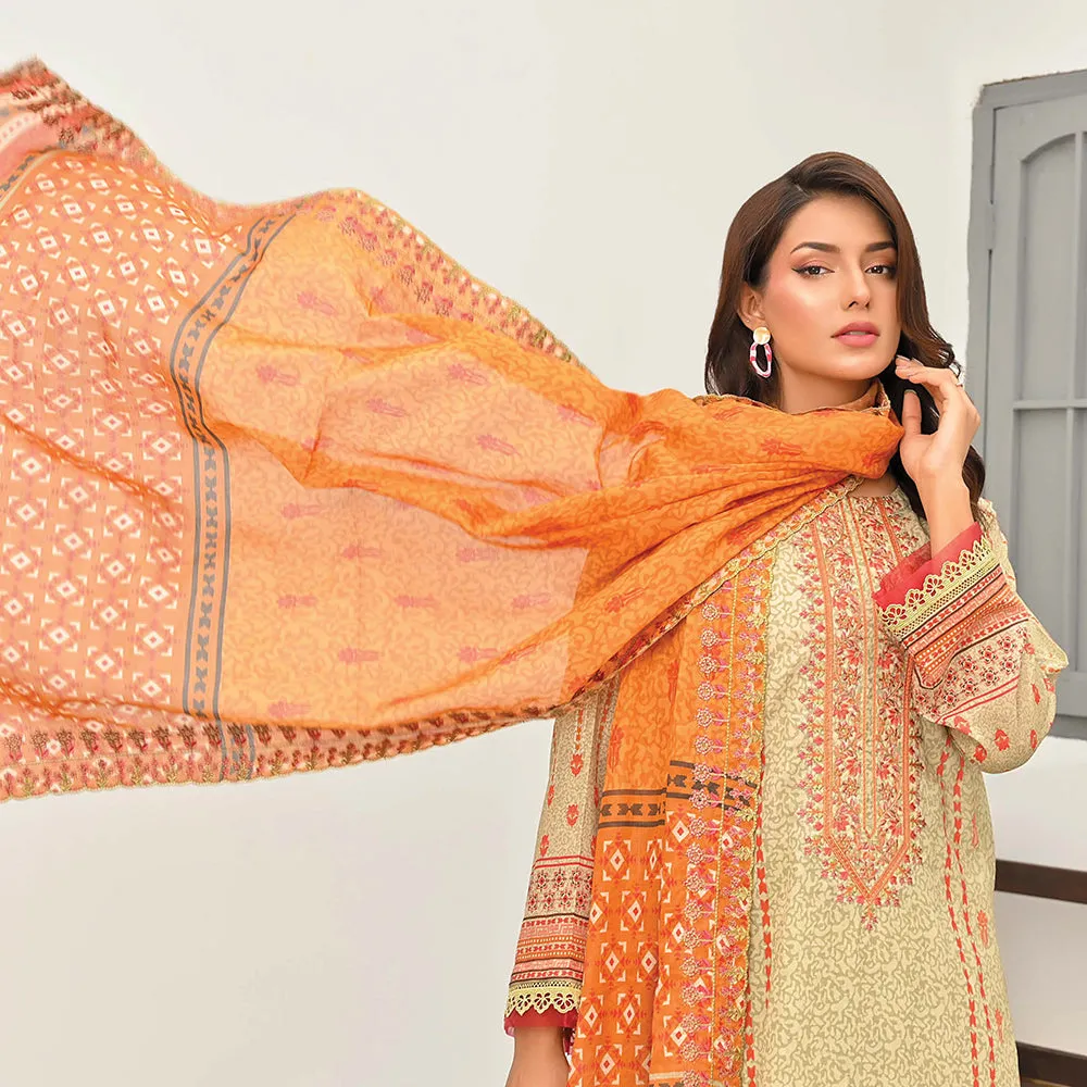 Sophia Lawn Printed Embroidered Unstitched 3Pcs Suit - 1