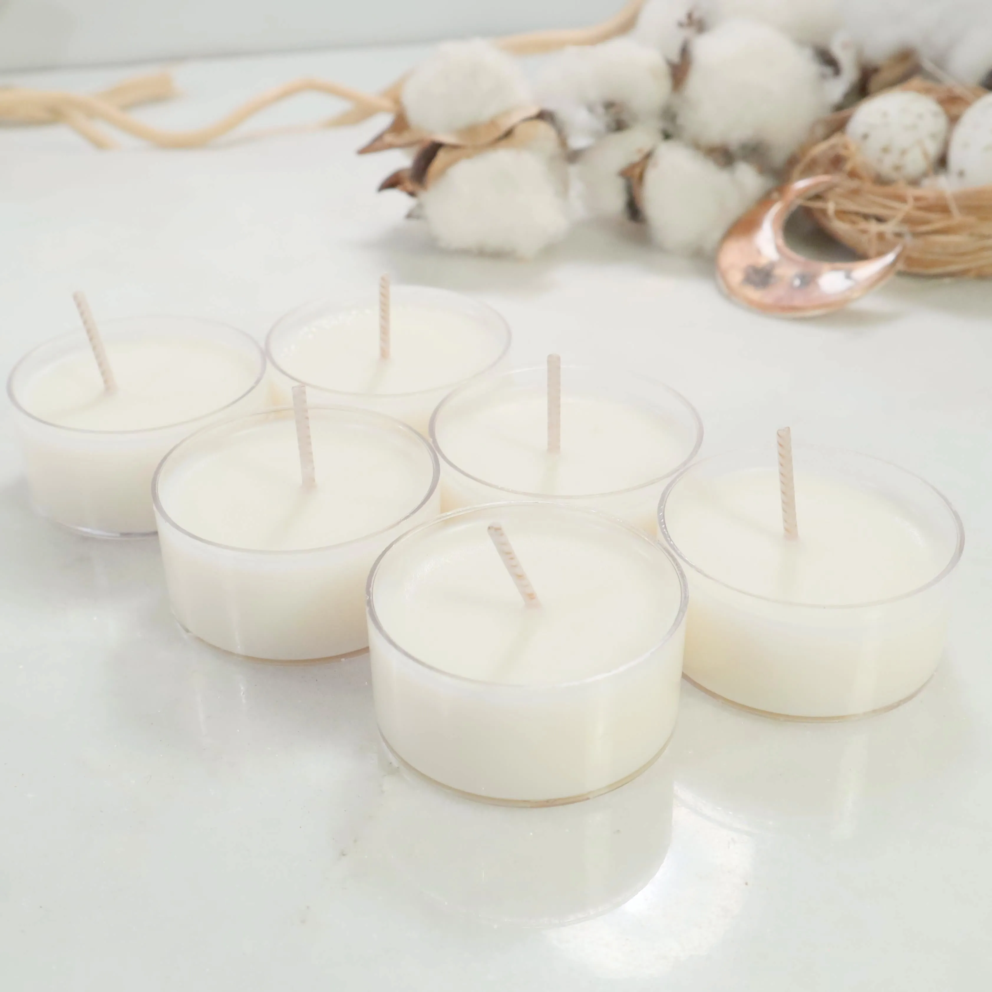 Soy Tea Lights Plain White Unscented, No Dye