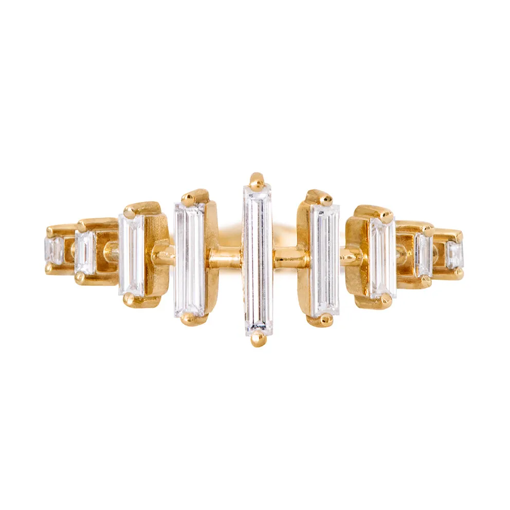 Spaced Needle Baguette Diamond Ring