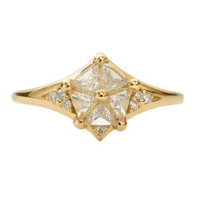 Star Engagement Ring with Five Triangle Cut Diamonds