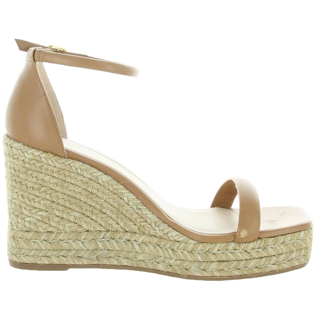 Stuart Weitzman Womens Nudist Espadrille Wedge Leather Espadrille Heels