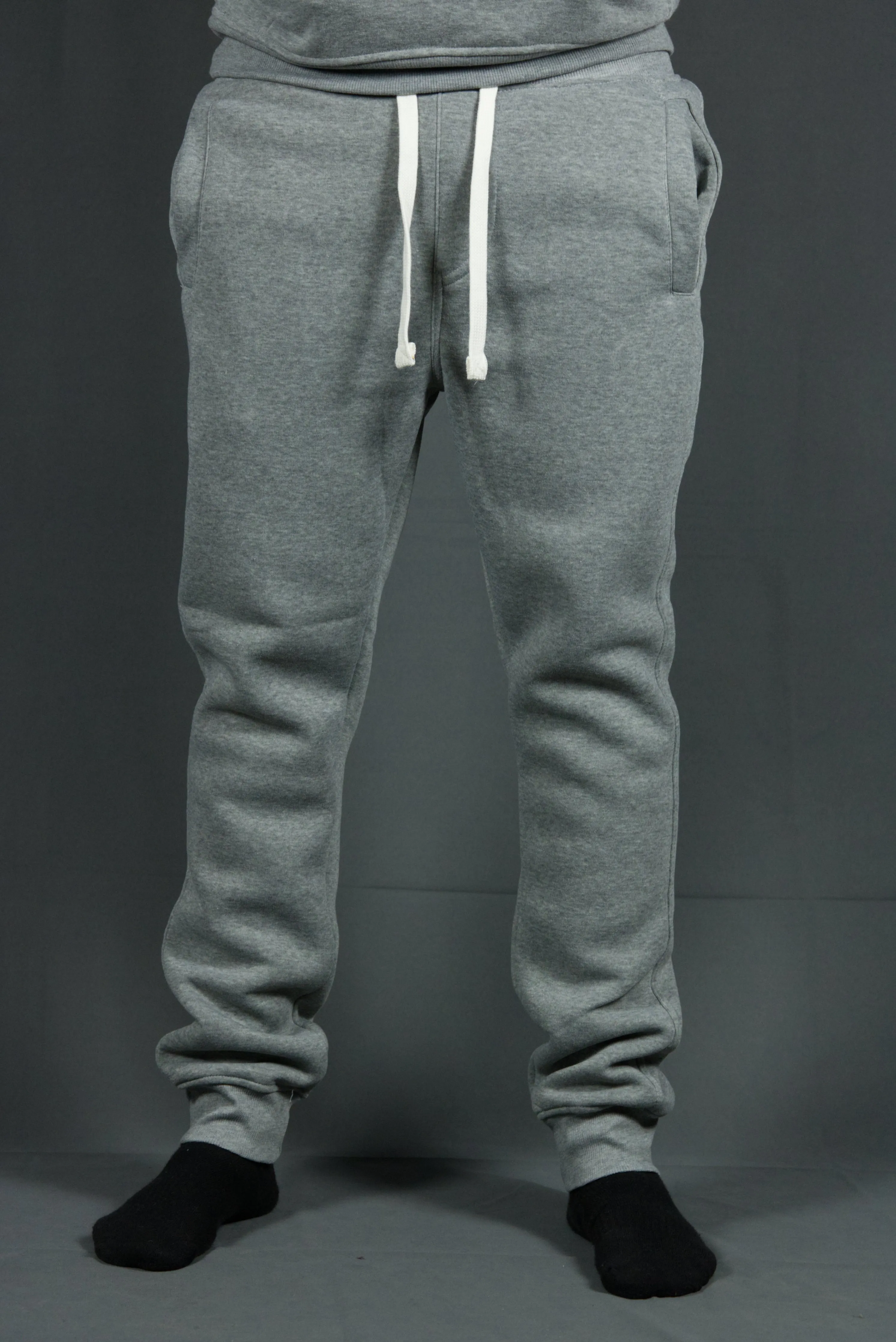 Suede Fleece Heather Grey Joggers | Heather Gray Men's Tapered Track Sweatpants