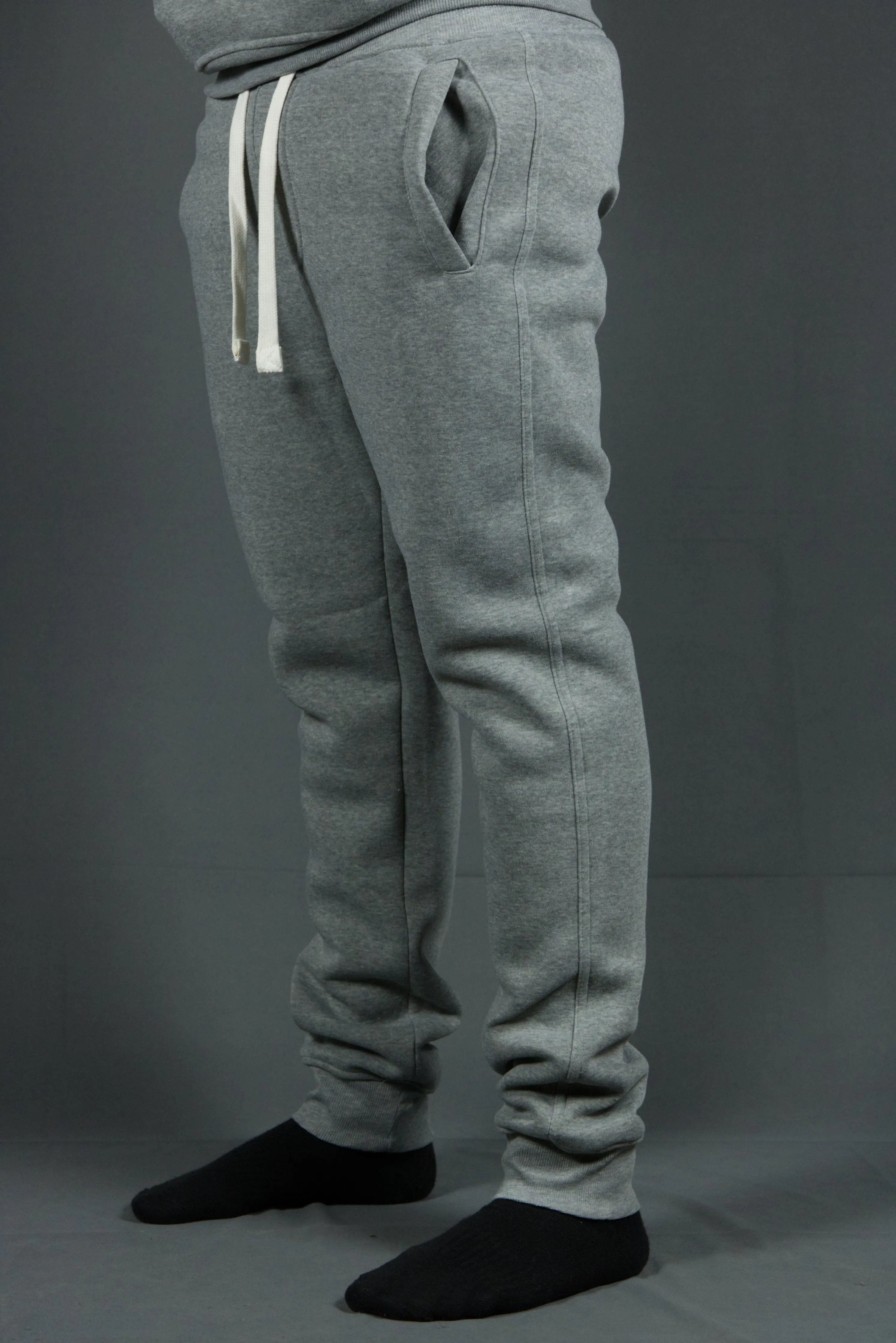 Suede Fleece Heather Grey Joggers | Heather Gray Men's Tapered Track Sweatpants