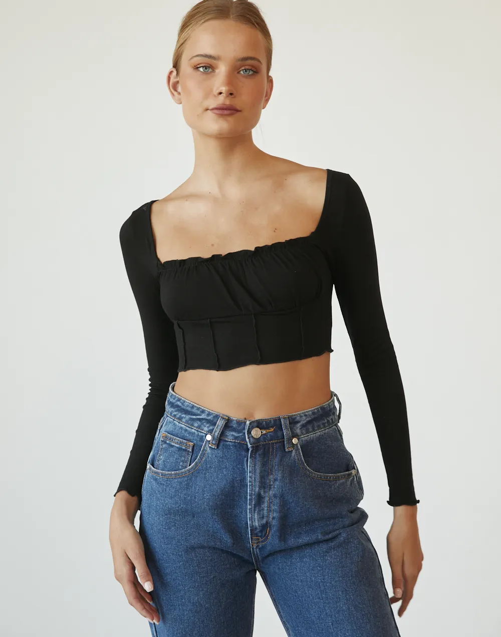 Talena Long Sleeve Top (Black)