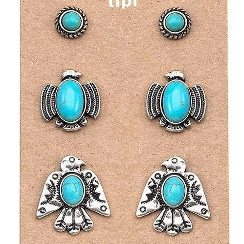 Thunderbird Turquoise Earrings Set