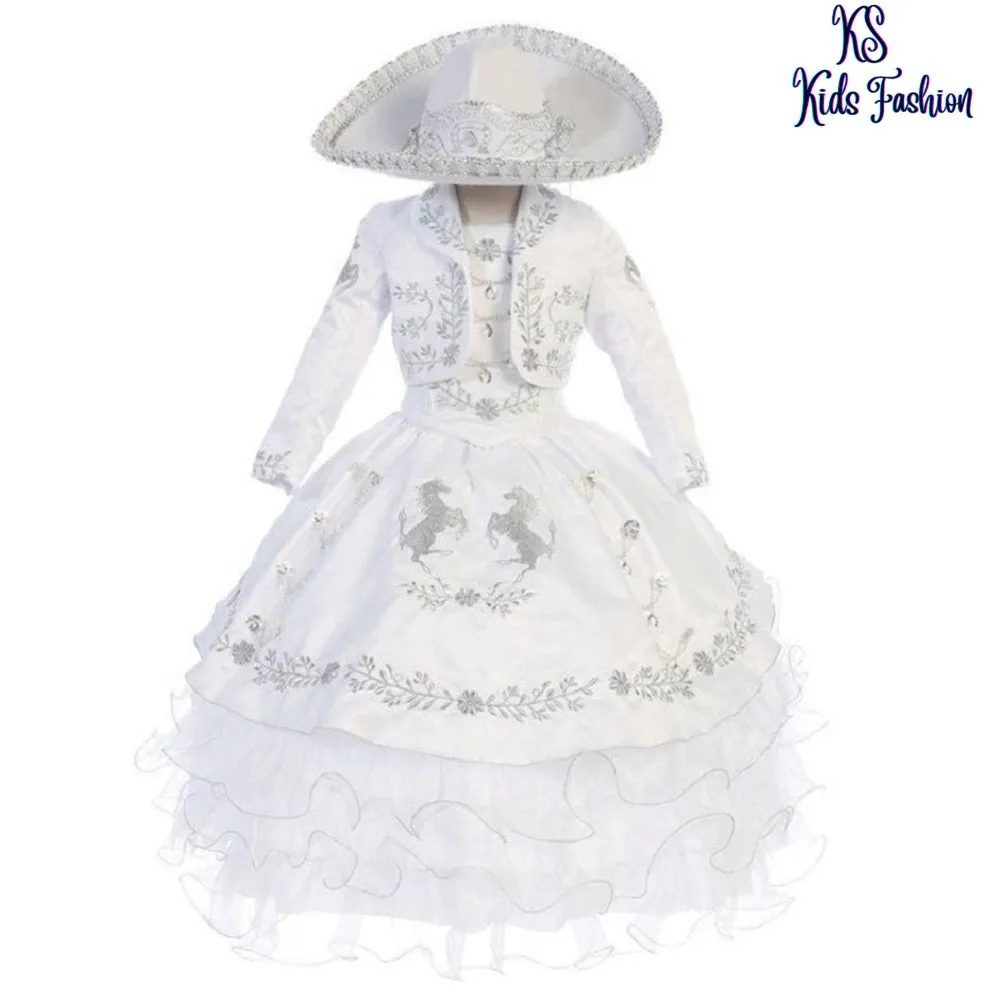 Traje Charro de Niña KS-76221 White - Charro Suit for Girls