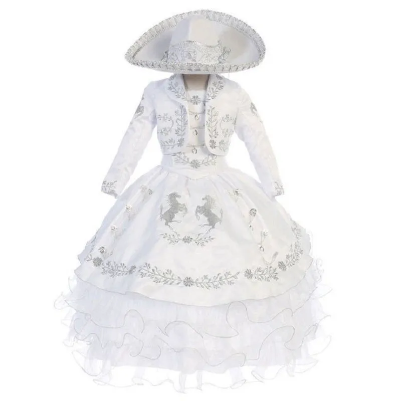 Traje Charro de Niña KS-76221 White - Charro Suit for Girls