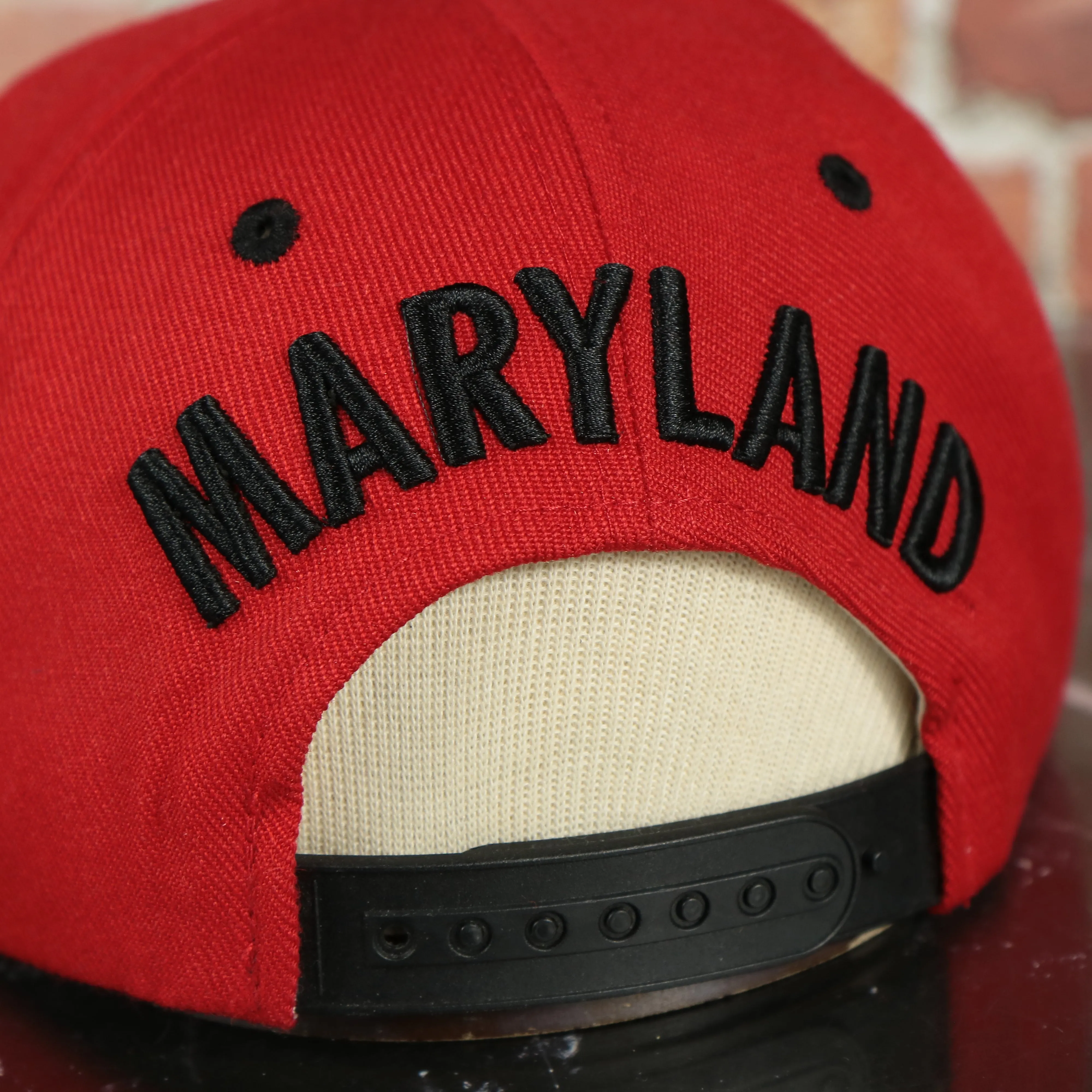 University of Maryland Red on Black Snapback Hat