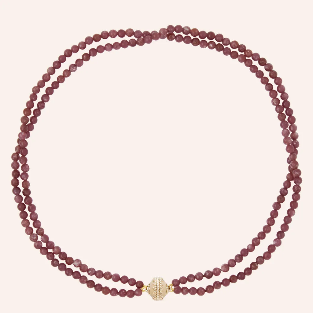 Victoire 4mm Lepidolite Double Strand Mini Necklace