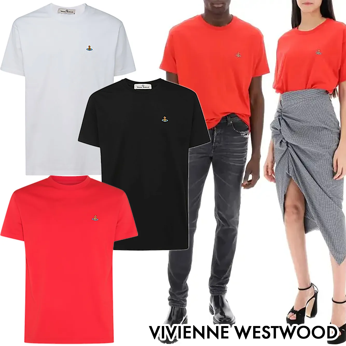 Vivienne Westwood  |Crew Neck Unisex Street Style Cotton Short Sleeves Logo