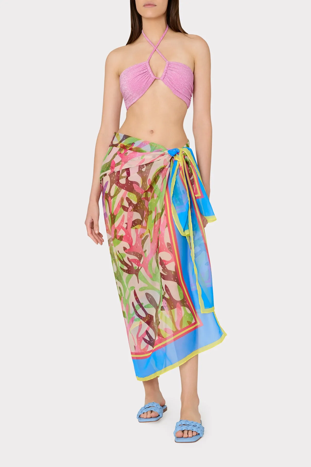 Watercolor Caribbean Coral Chiffon Sarong