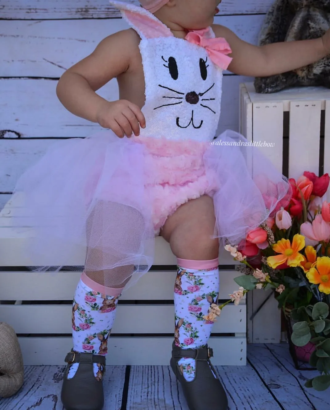 White and pink Bunny Romper