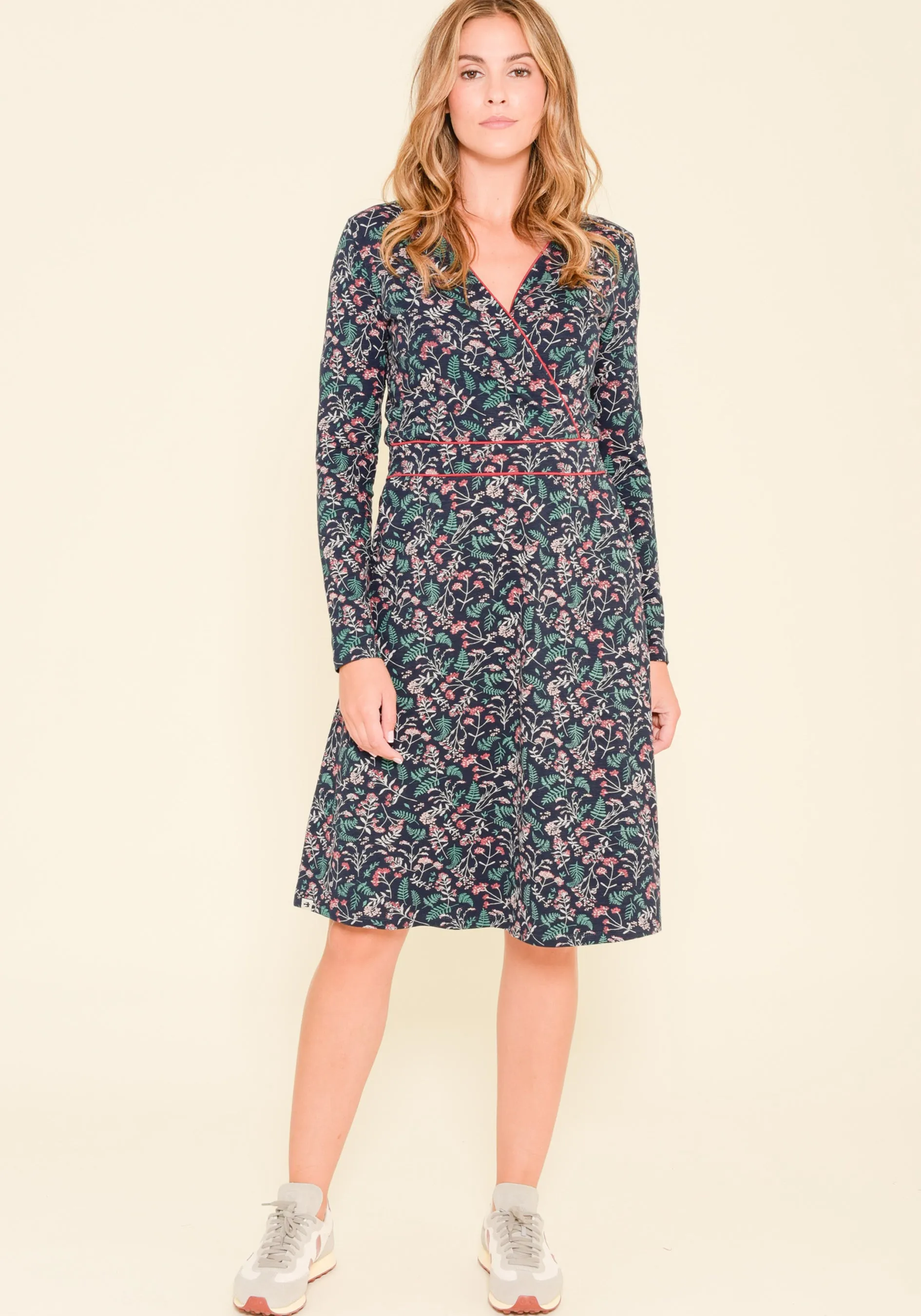 Winter Botanical Wrap Dress