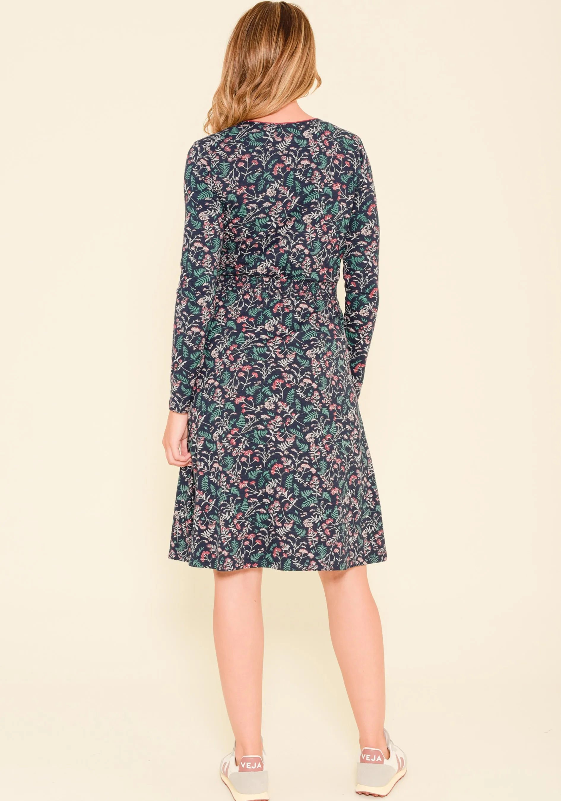 Winter Botanical Wrap Dress