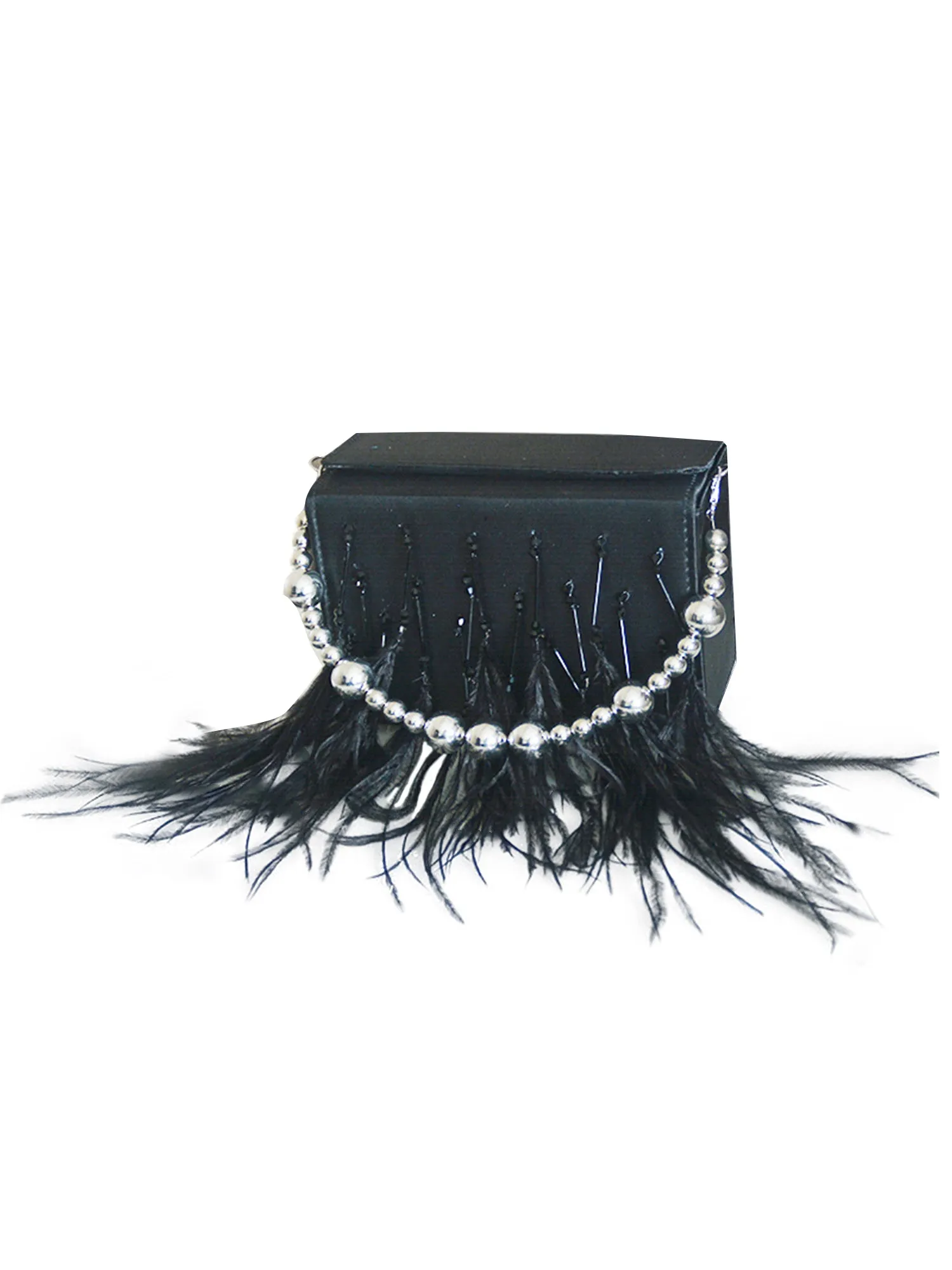 Women’s Orstrich Feather Beaded Clutch Bags