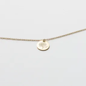 Yellow Gold Pendant Chain Necklace, Floral - Polished 11.95mm